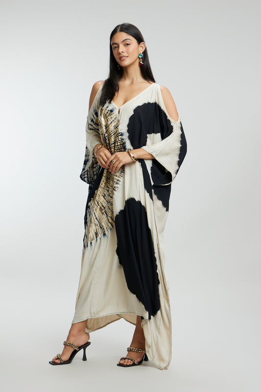 Gold Foil Sunrays Muslin Kaftan