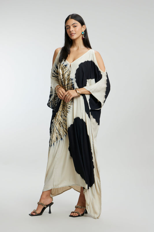 Gold Foil Sunrays Muslin Kaftan