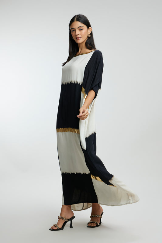 Gold Foil Lines Muslin Kaftan