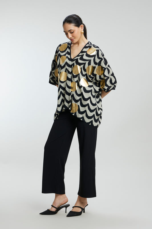 Waves Pattern Short Muslin Kaftan