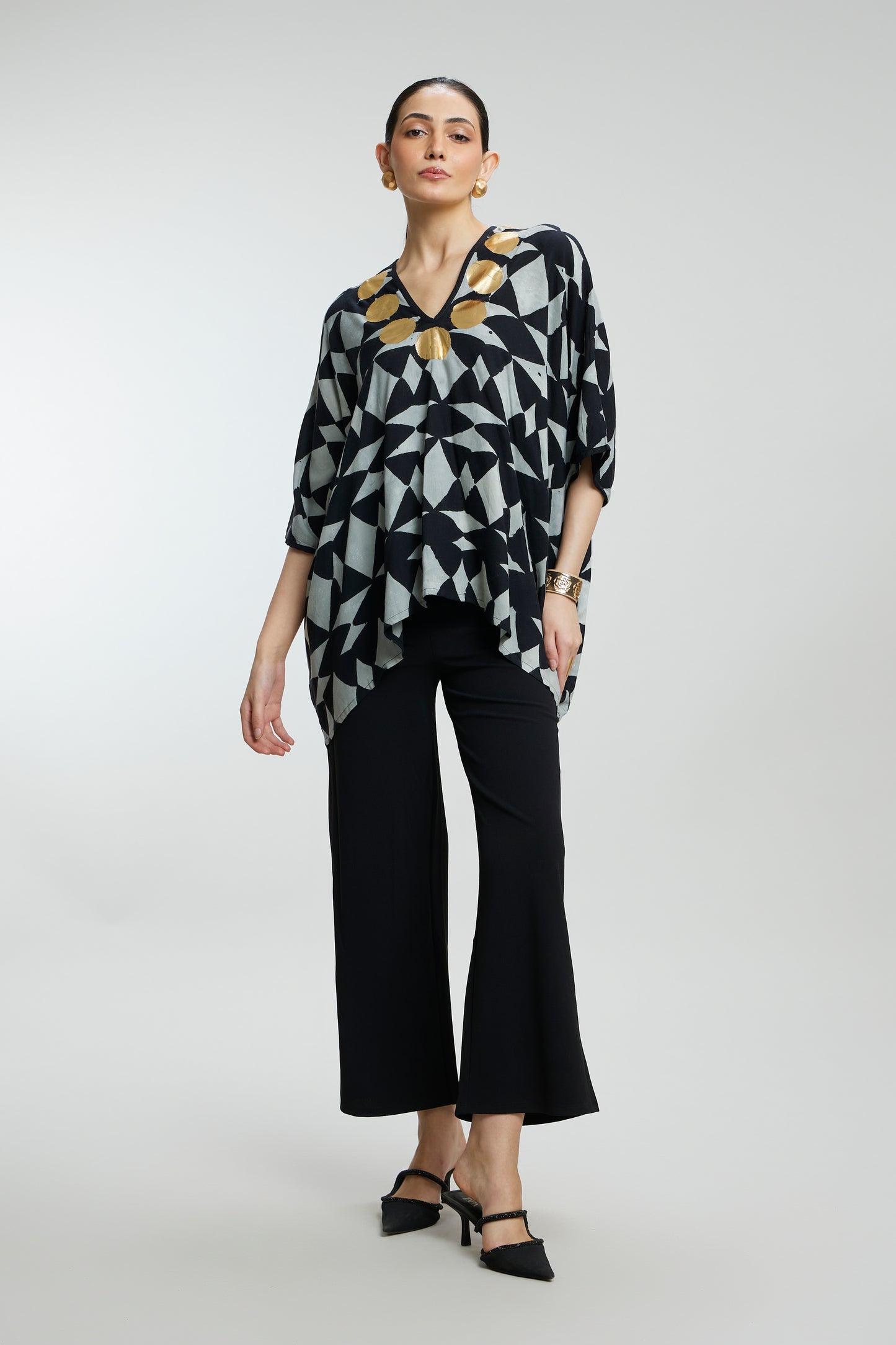 Diamond Pattern Short Muslin Kaftan