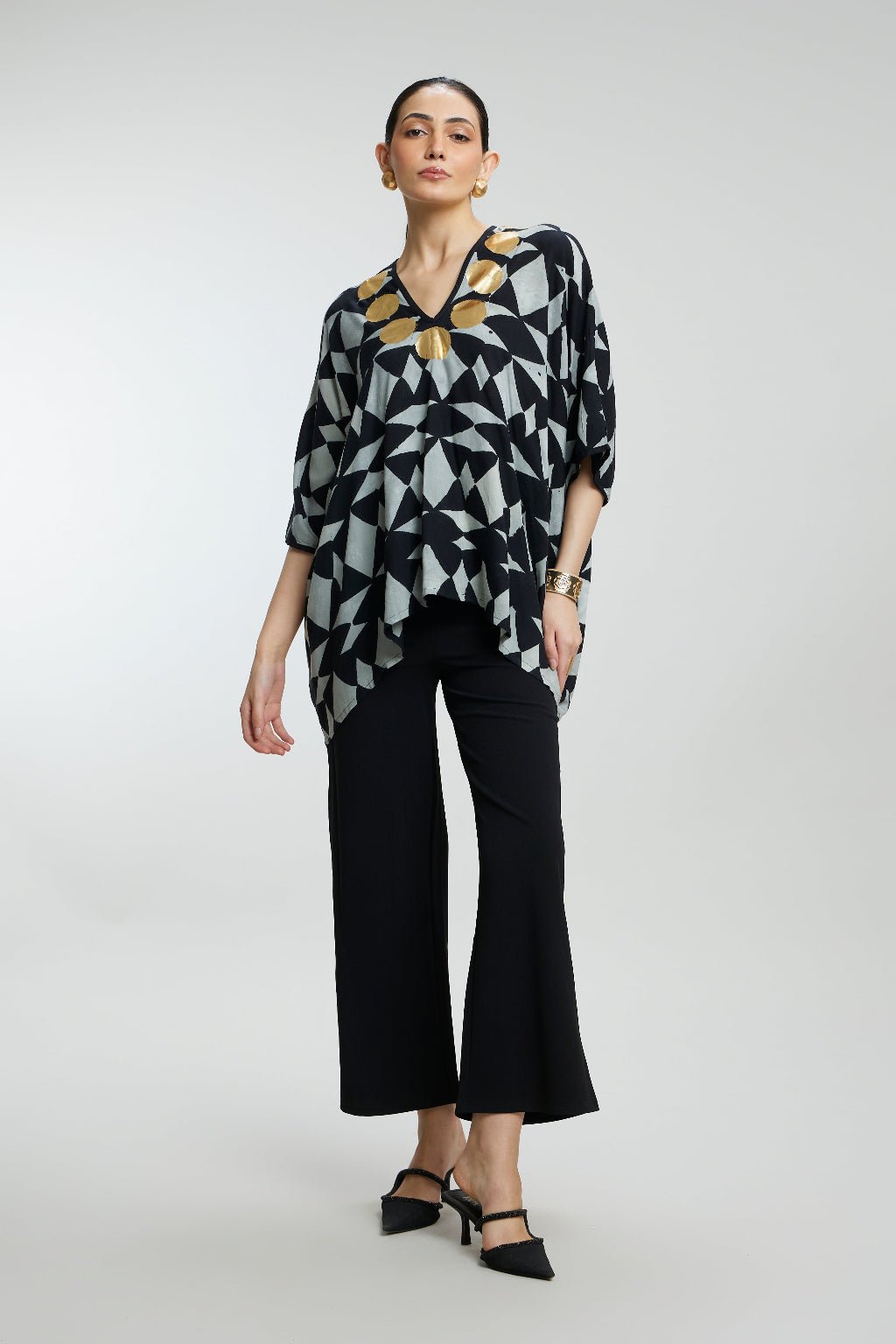 Diamond Pattern Short Muslin Kaftan