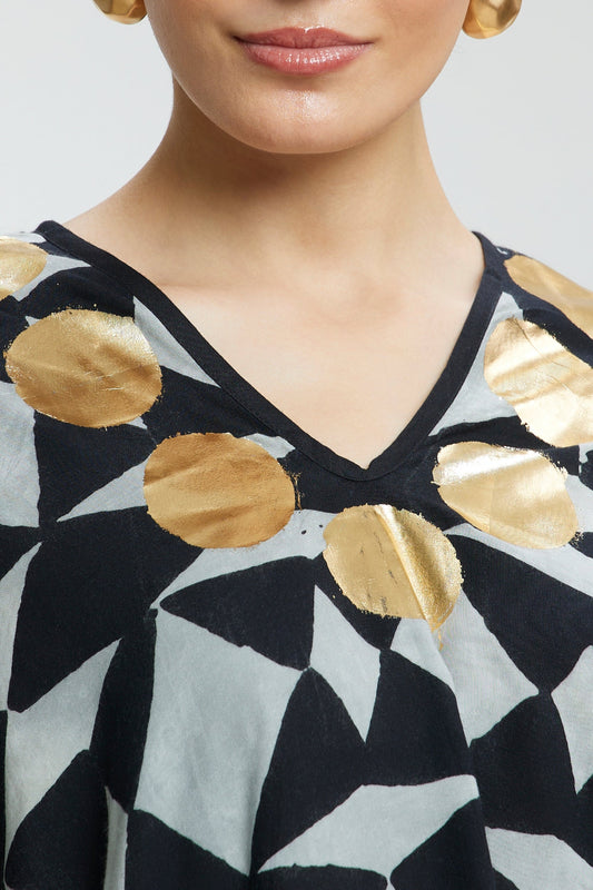 Diamond Pattern Short Muslin Kaftan