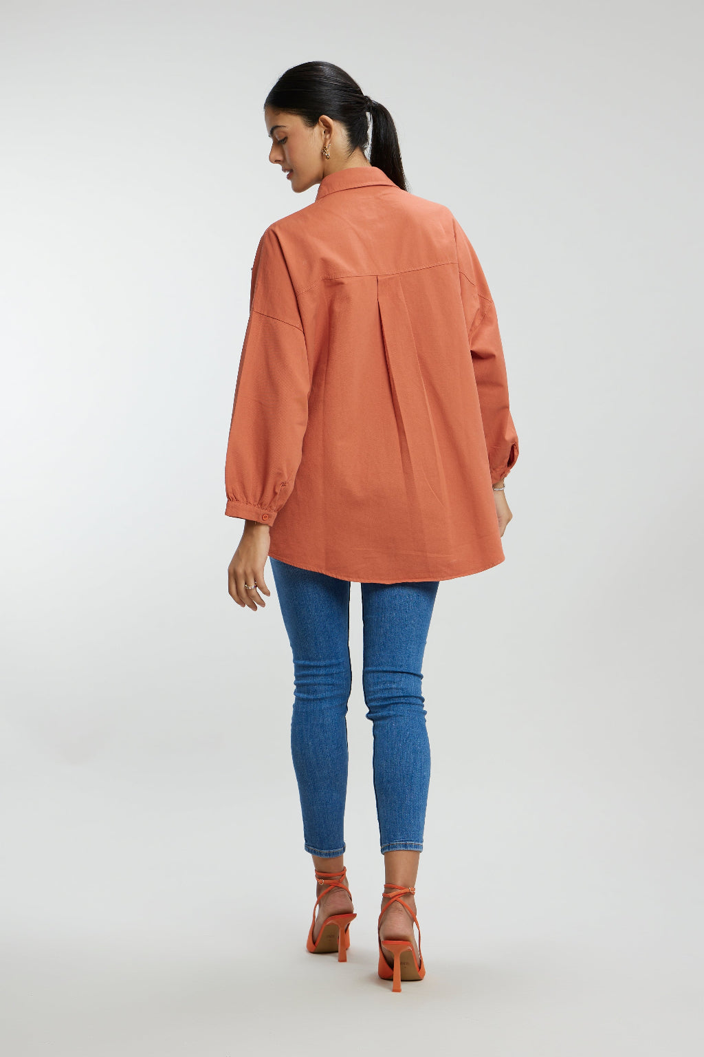 Oversized Stone Work Cotton Shirt
