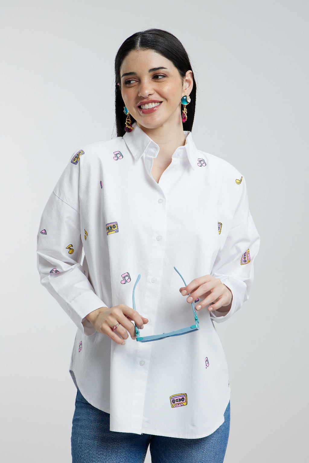 Oversized Musical Notes Shirt