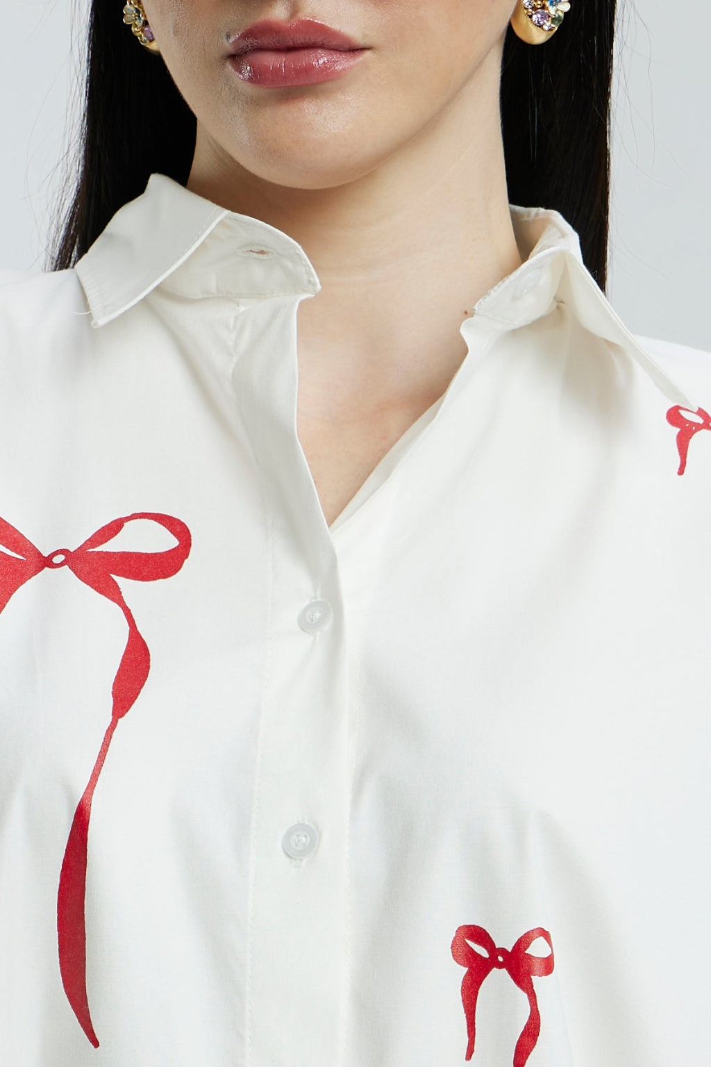 Oversized Red Bow Shirt