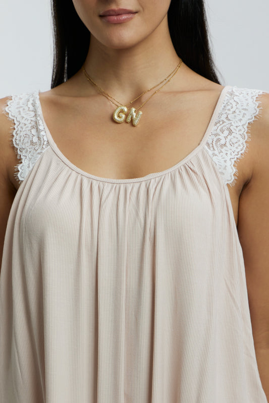 Stretchable paded Lace Nightsuit