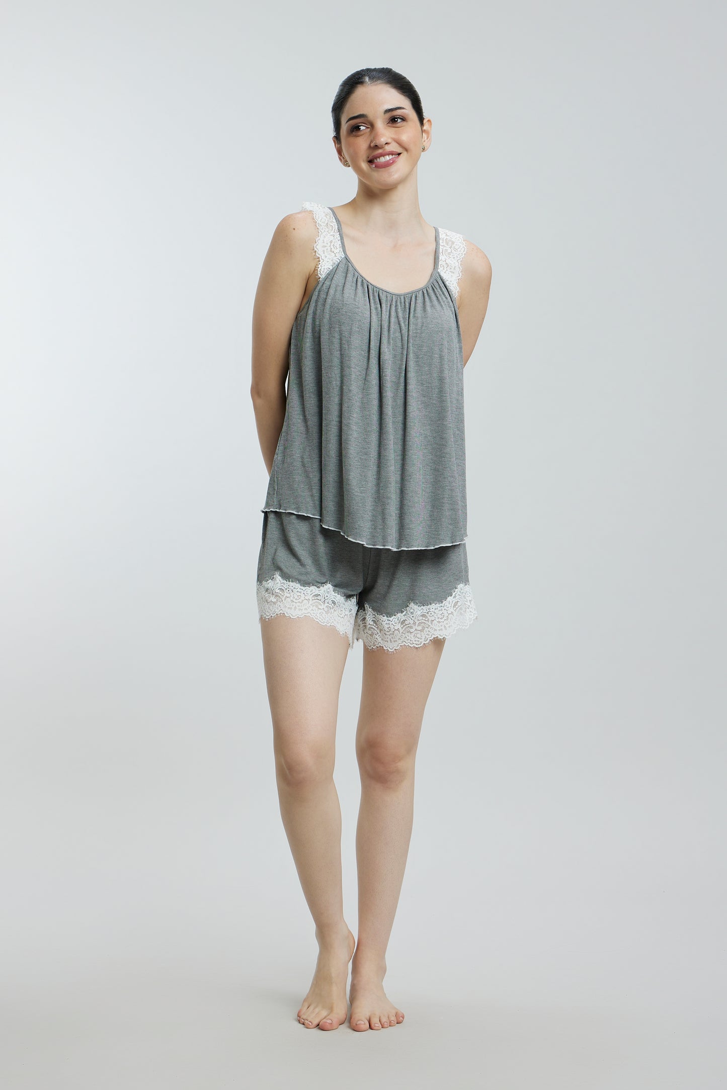 Stretchable paded Lace Nightsuit