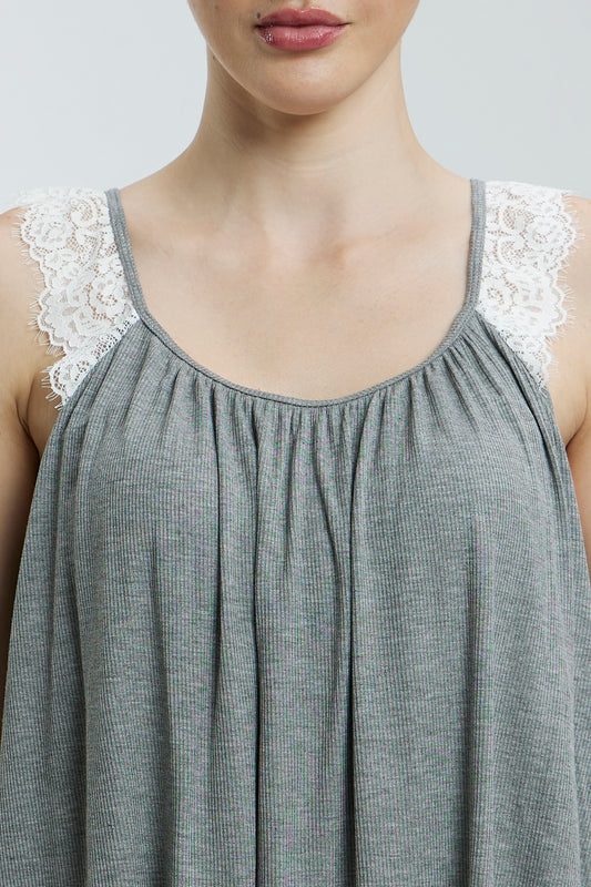 Stretchable paded Lace Nightsuit