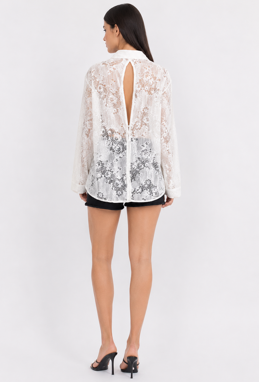 Lace Me Away Button-Up Shirt