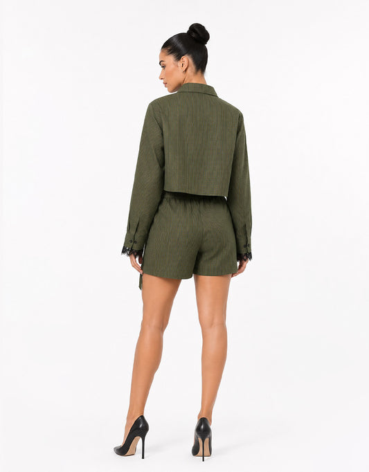 Plaid & Lace luxe skort set