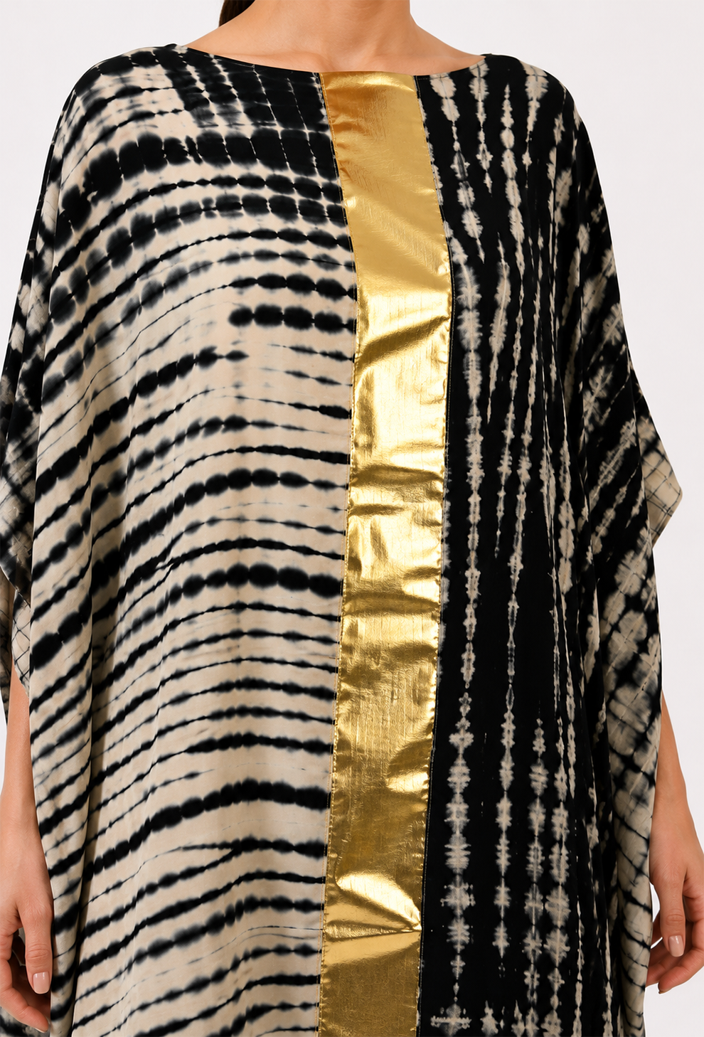 Noir Gold Panel Tie-Dye Luxe Kaftan