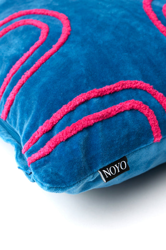 Velvet Cushion Cover with chenille waves