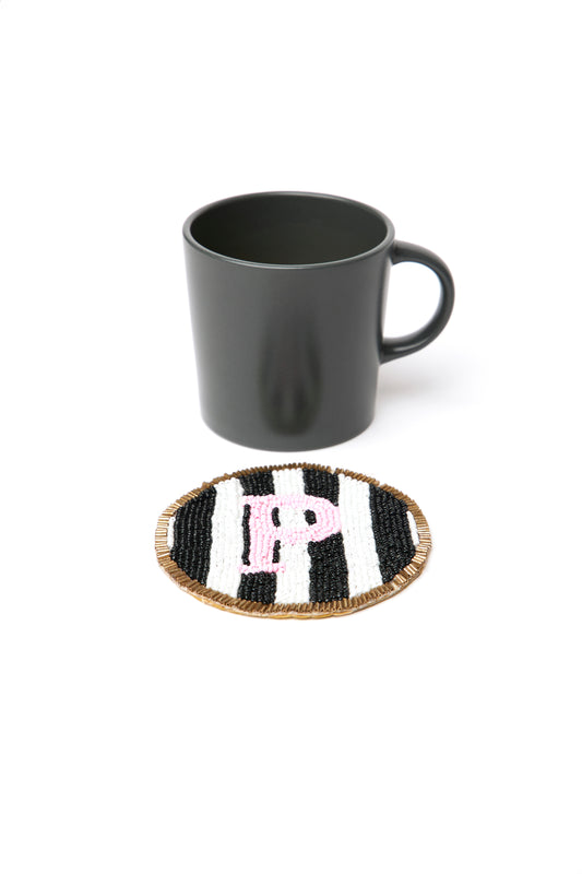 Beaded Handmade Initial Coasters.