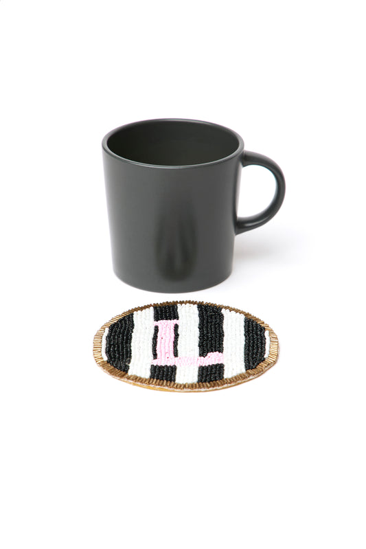 Beaded Handmade Initial Coasters.
