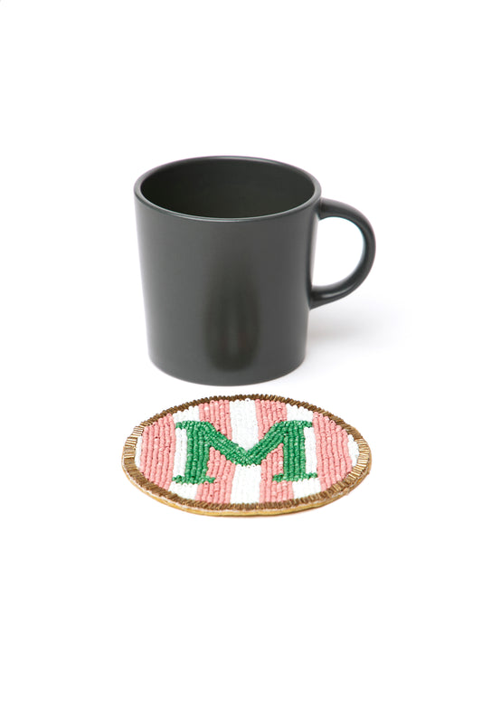 Beaded Handmade Initial Coasters.