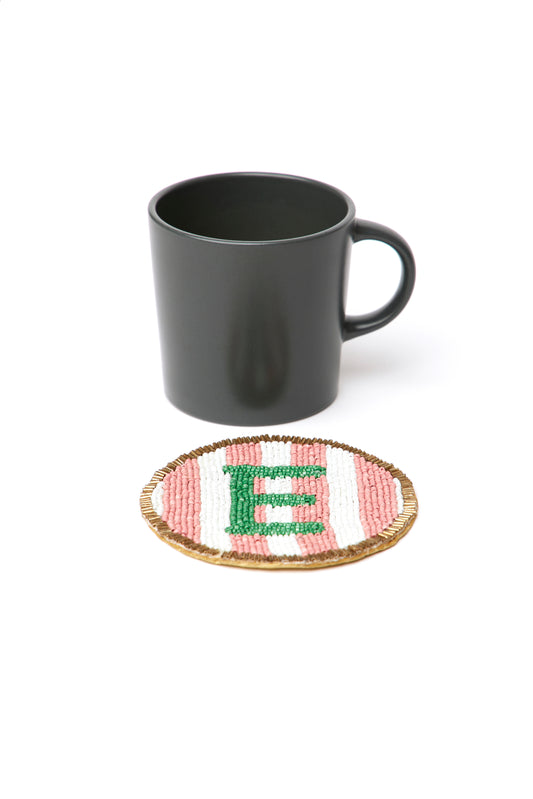 Beaded Handmade Initial Coasters.