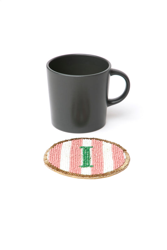 Beaded Handmade Initial Coasters.