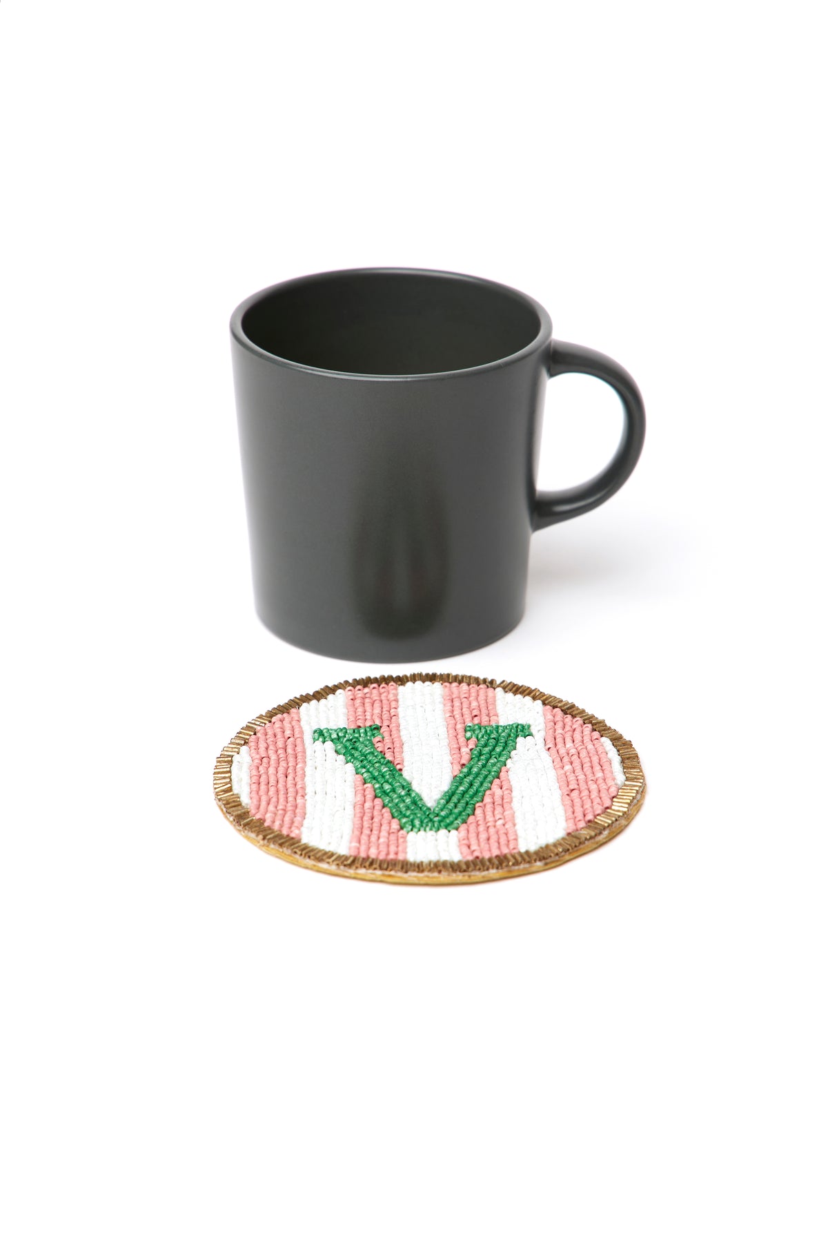 Beaded Handmade Initial Coasters.