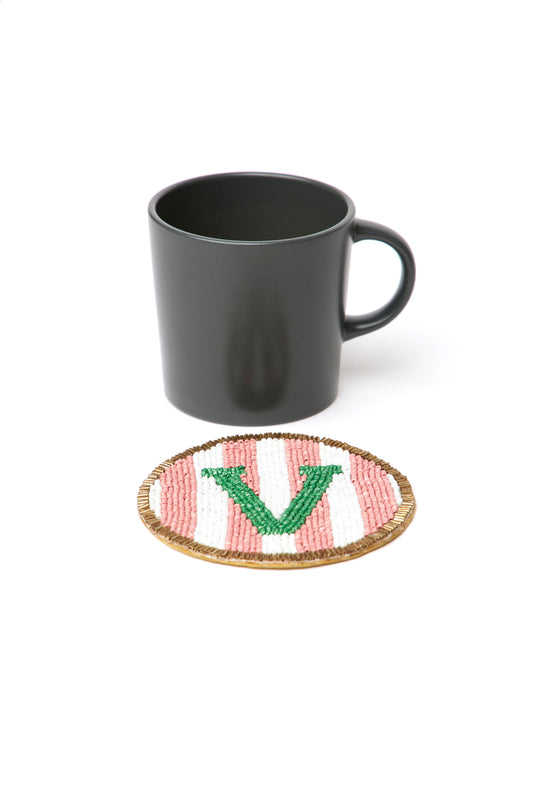 Beaded Handmade Initial Coasters.