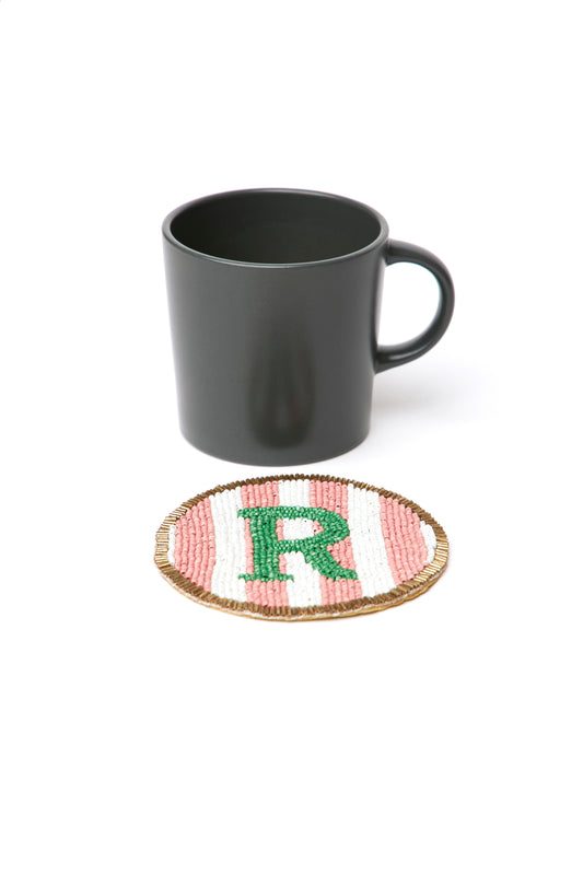 Beaded Handmade Initial Coasters.