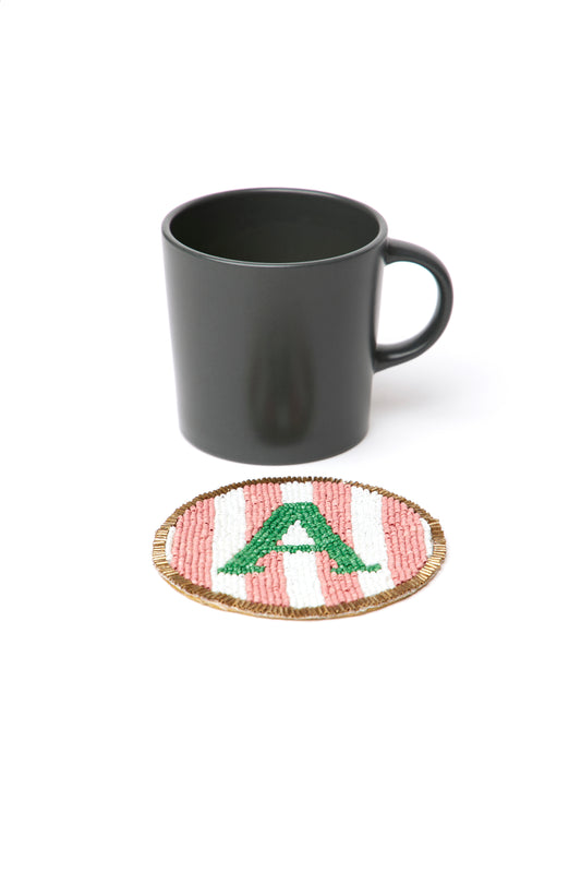 Beaded Handmade Initial Coasters.