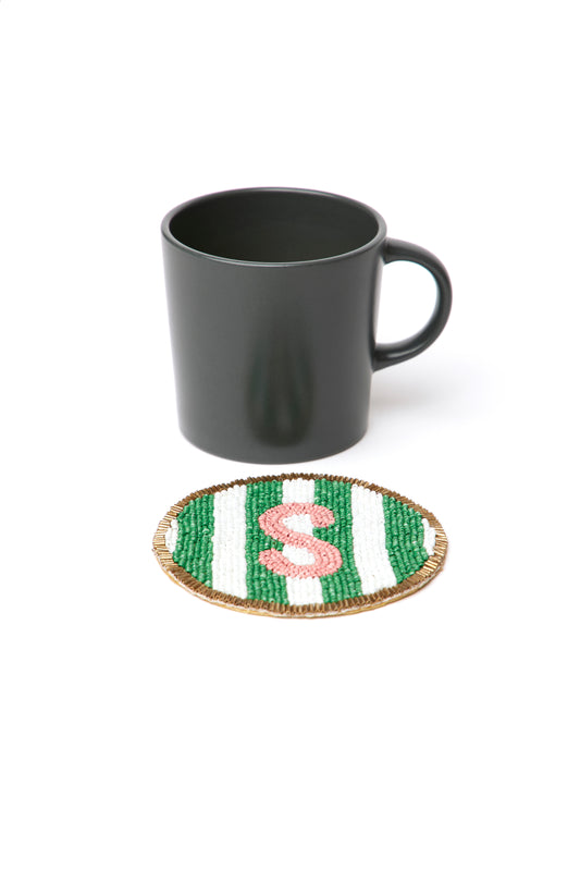 Beaded Handmade Initial Coasters.