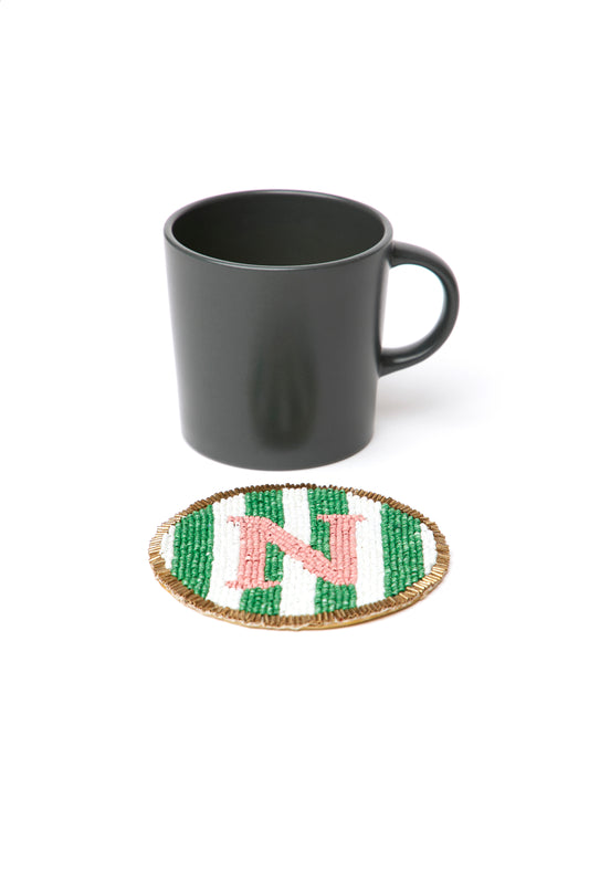 Beaded Handmade Initial Coasters.
