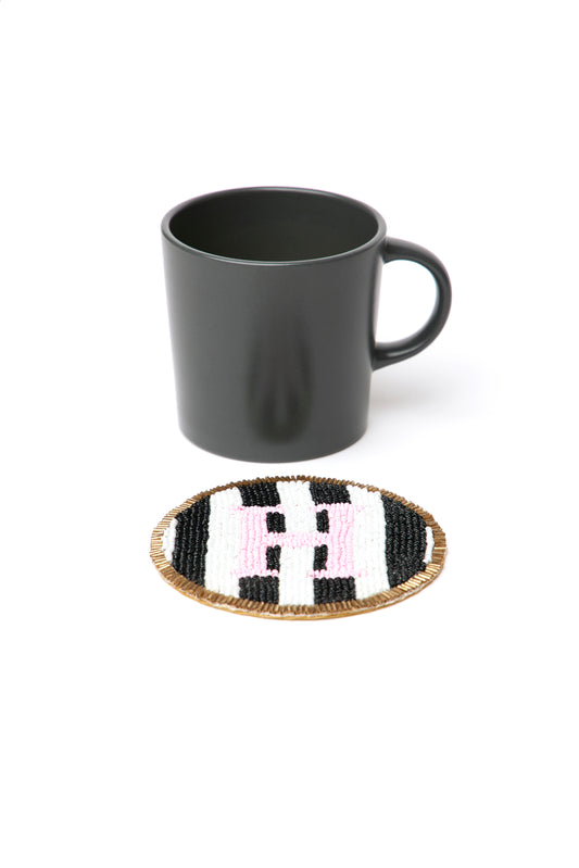 Beaded Handmade Initial Coasters.
