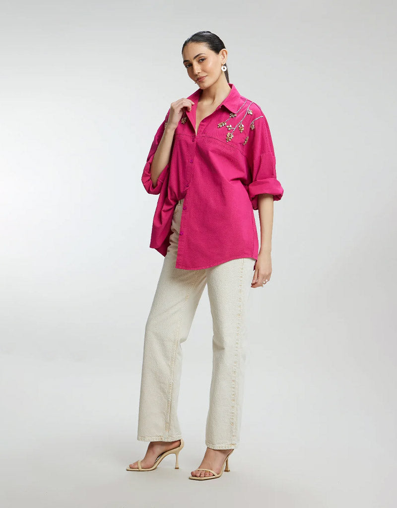 Stone Stem Work Oversized Shirt