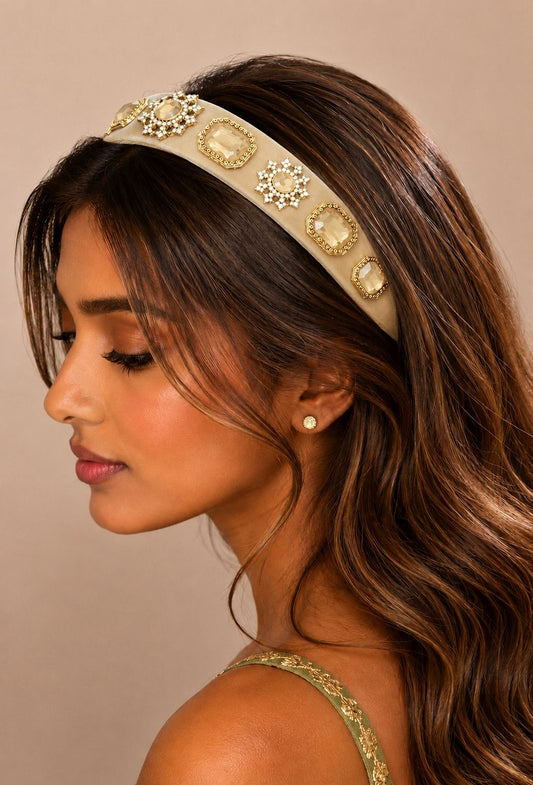Embellished Beige Hairband