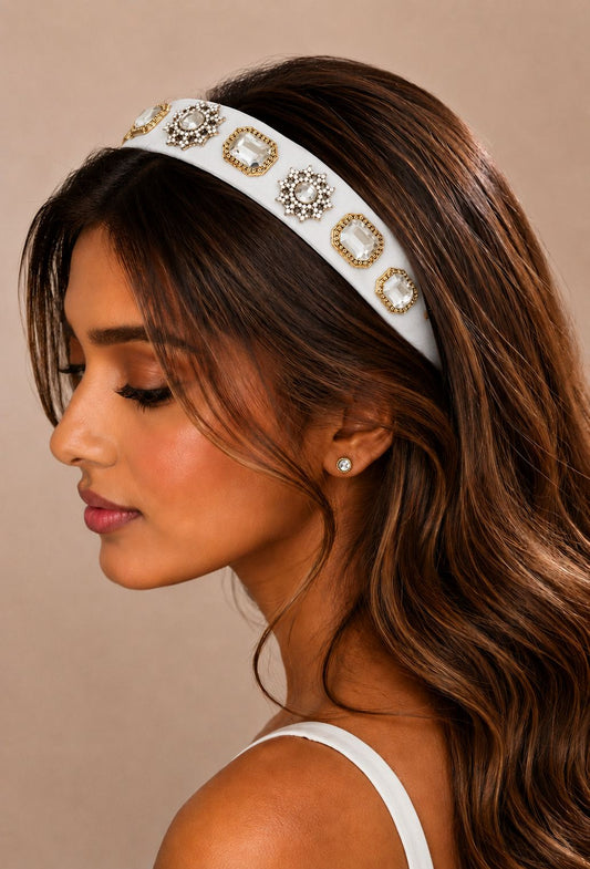 Embellished White Hairband