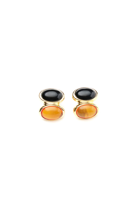 Orange-Black stone earrings