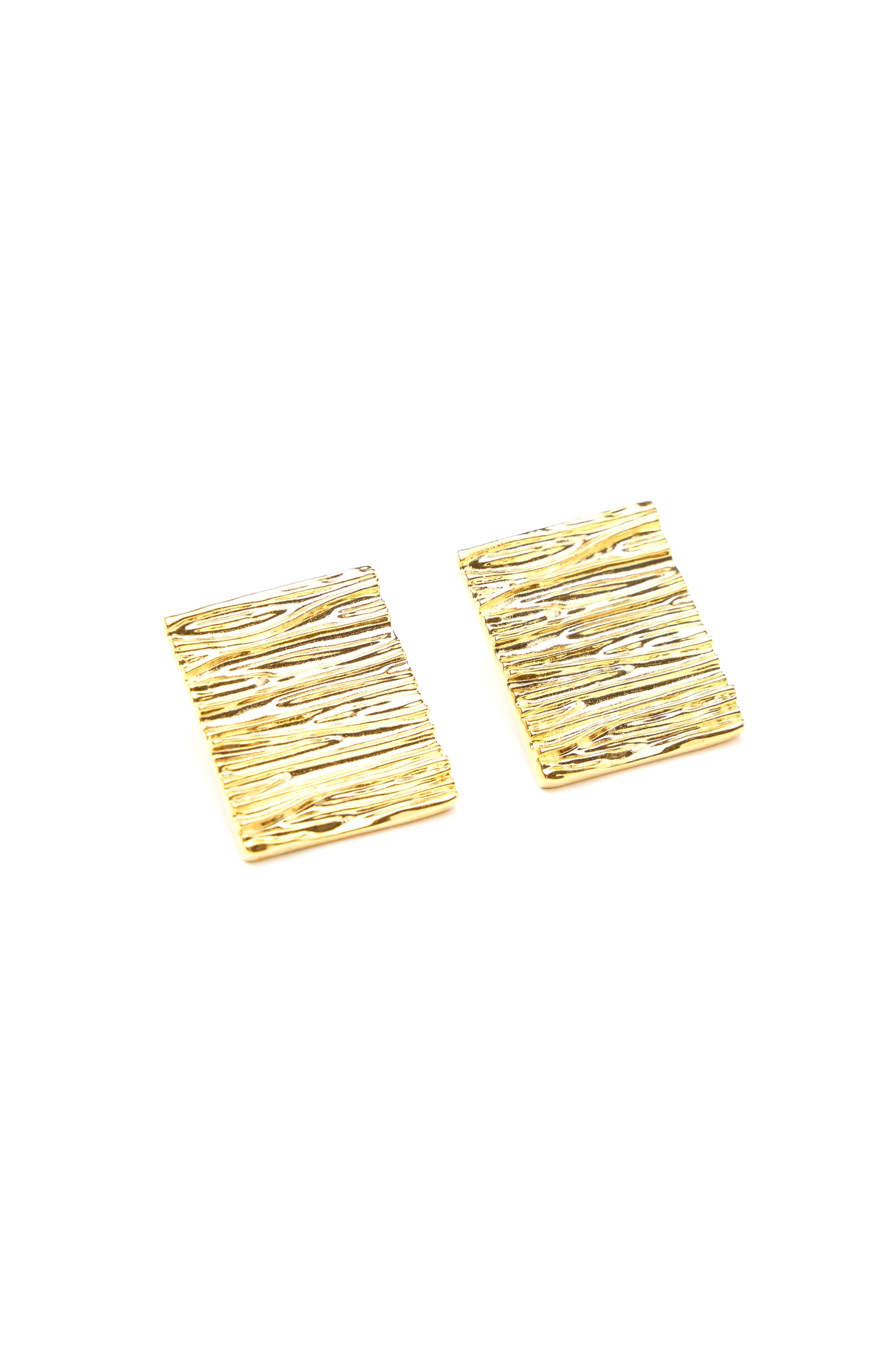 Golden Textured Square Earrings