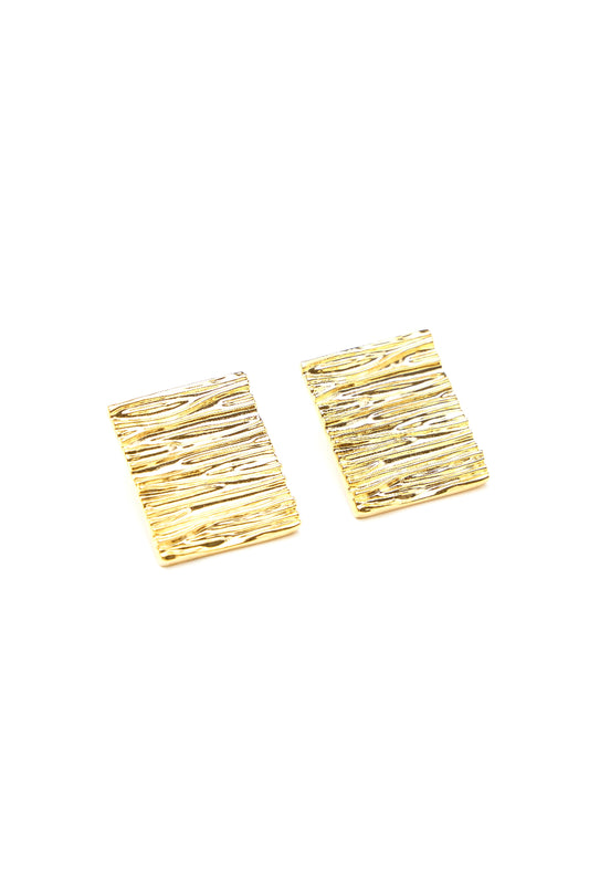 Golden Textured Square Earrings