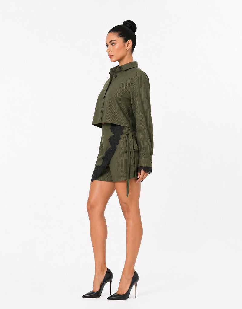 Plaid & Lace luxe skort set