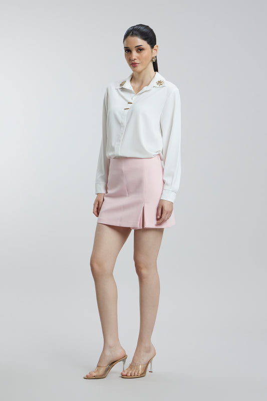 Coloured Embroidered Satin Shirt