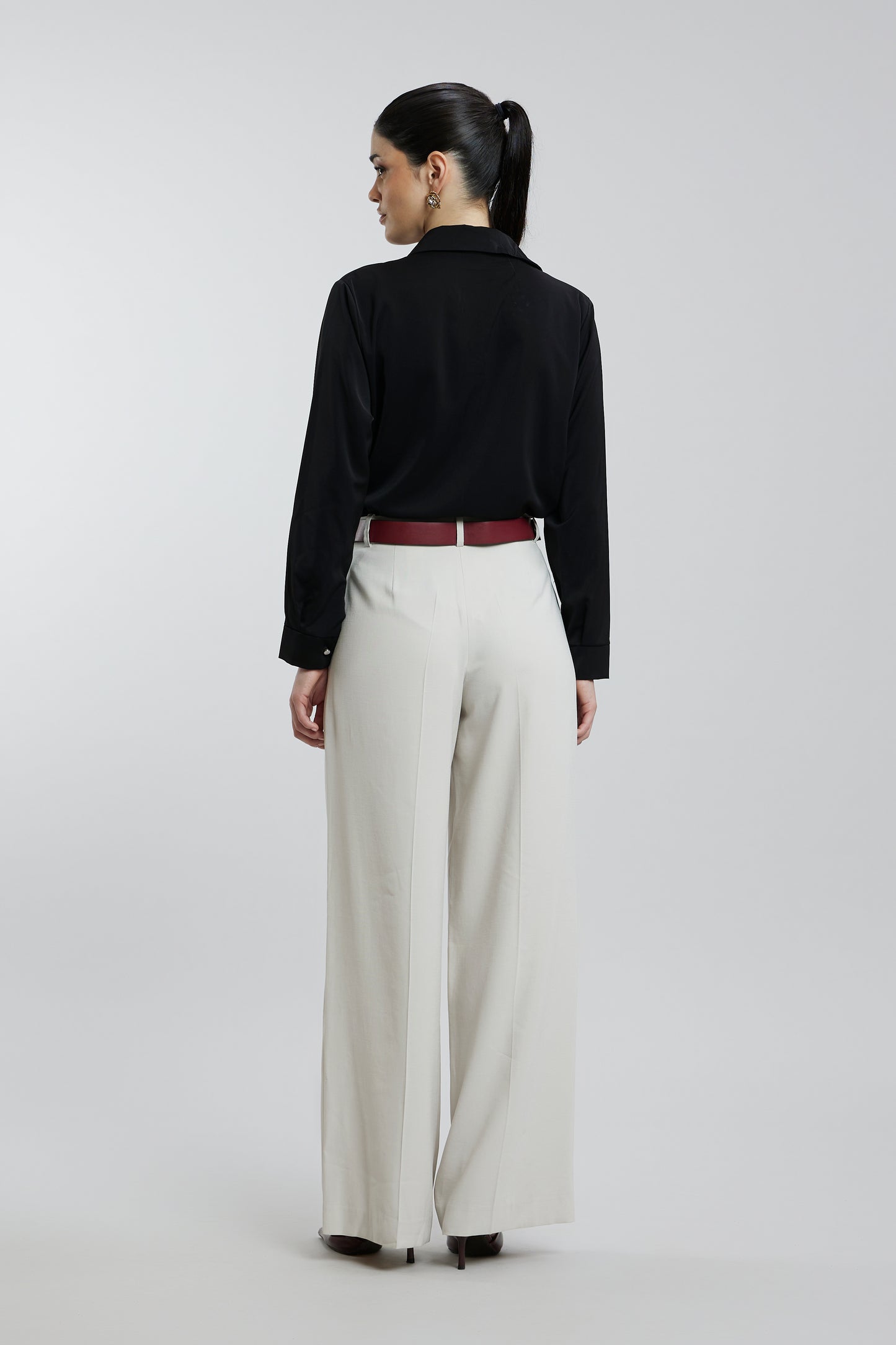 Coloured Embroidered Satin Shirt