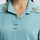 Coloured Embroidered Satin Shirt