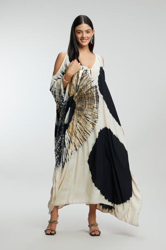 Gold Foil Sunrays Muslin Kaftan