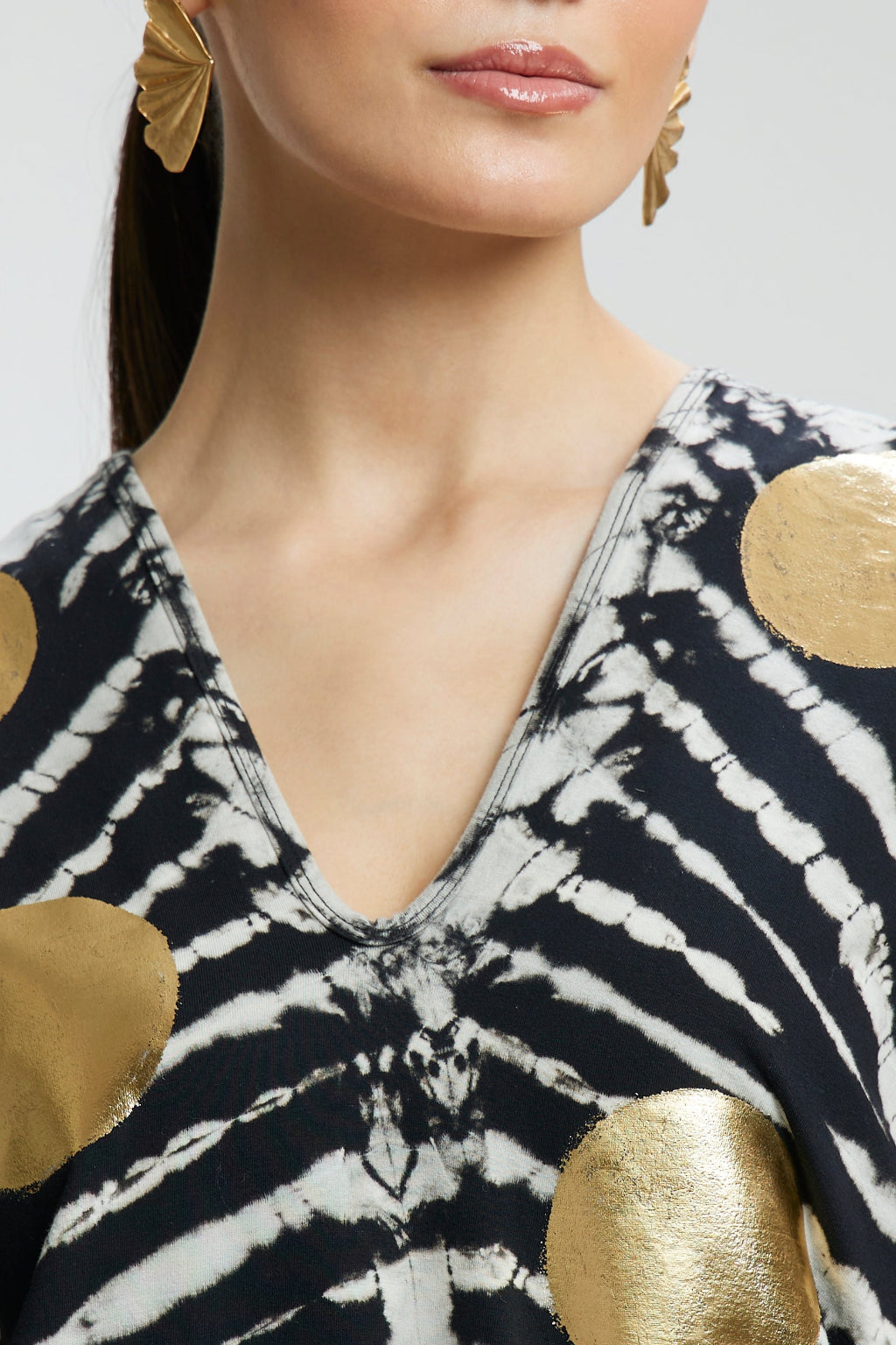 Gold Foil Big Dots Muslin Kaftan