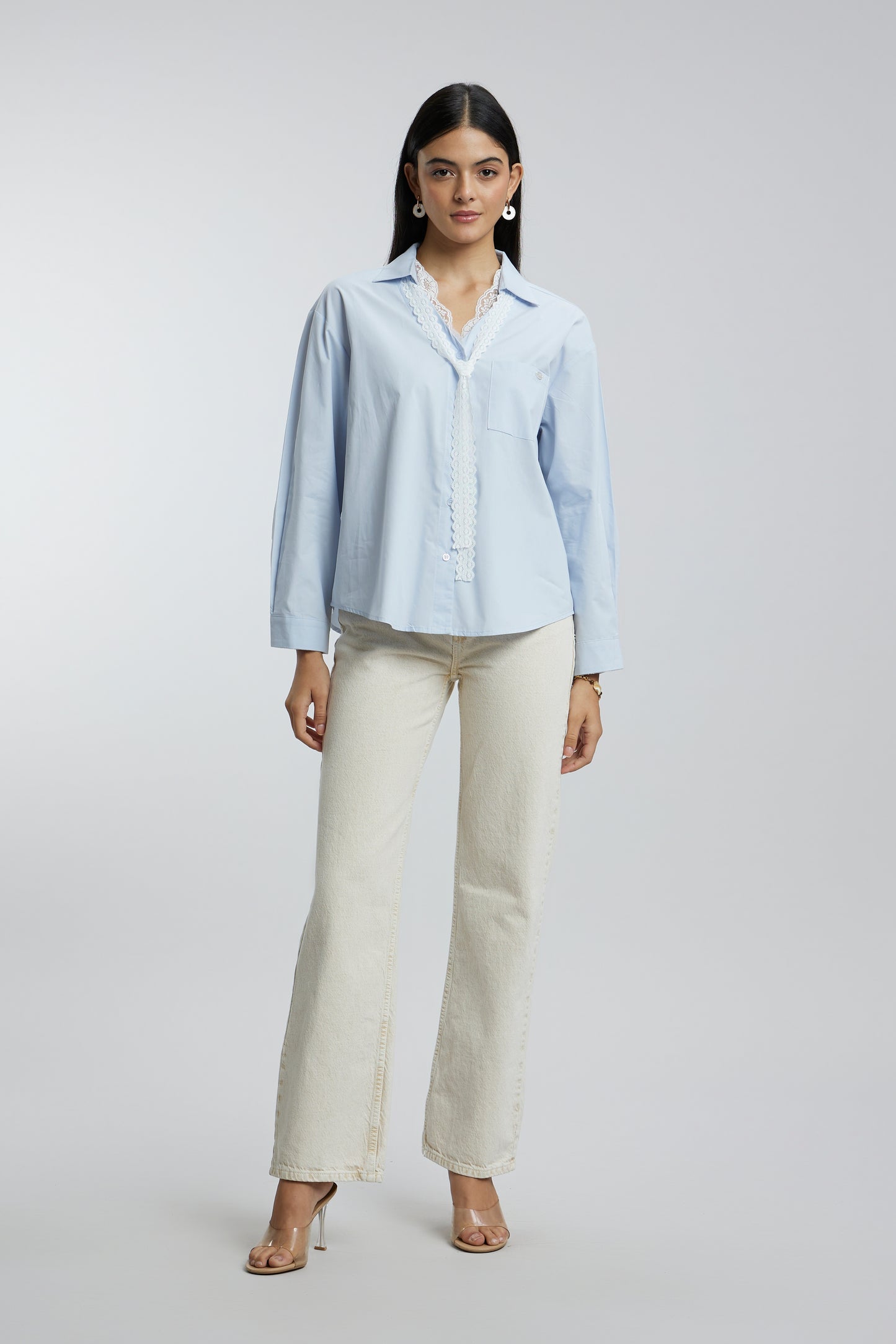 Shirt with Lace String Detail