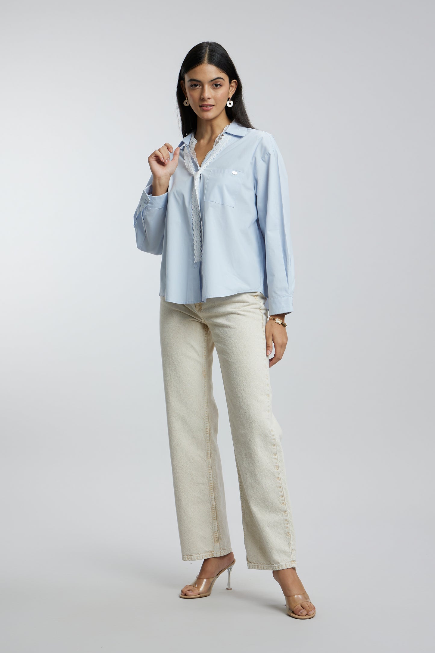 Shirt with Lace String Detail