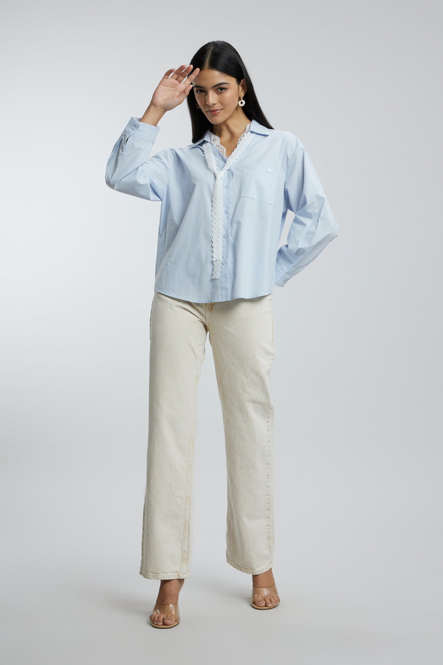 Shirt with Lace String Detail