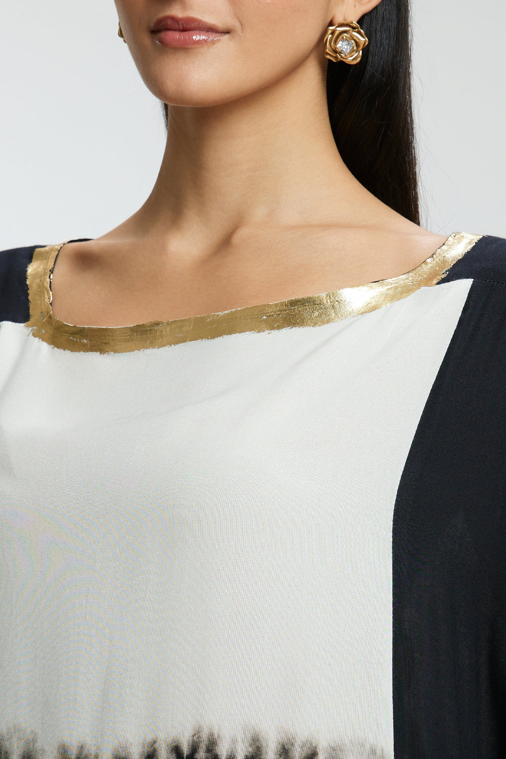 Gold Foil Lines Muslin Kaftan