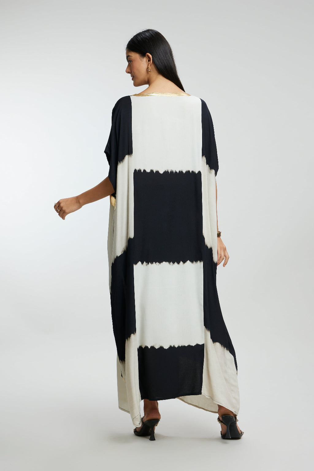 Gold Foil Lines Muslin Kaftan