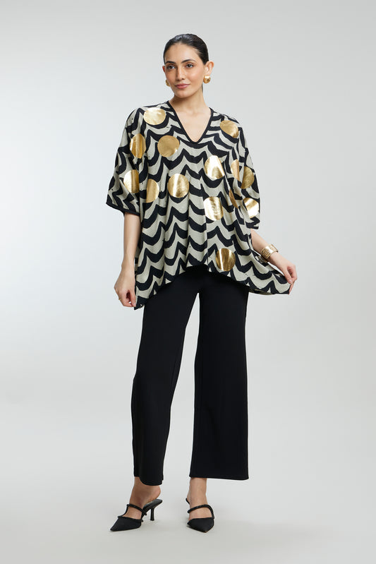 Waves Pattern Short Muslin Kaftan