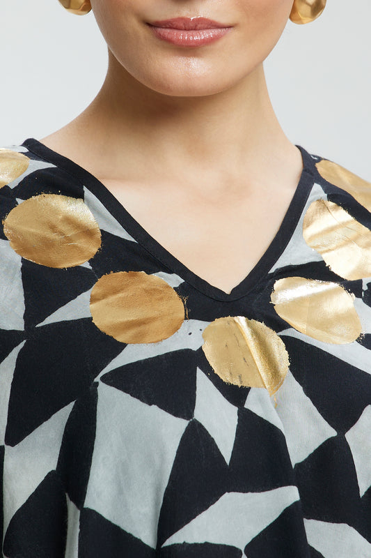 Diamond Pattern Short Muslin Kaftan