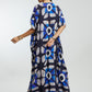 Blue & Gold Foil Big Dots Muslin Kaftan