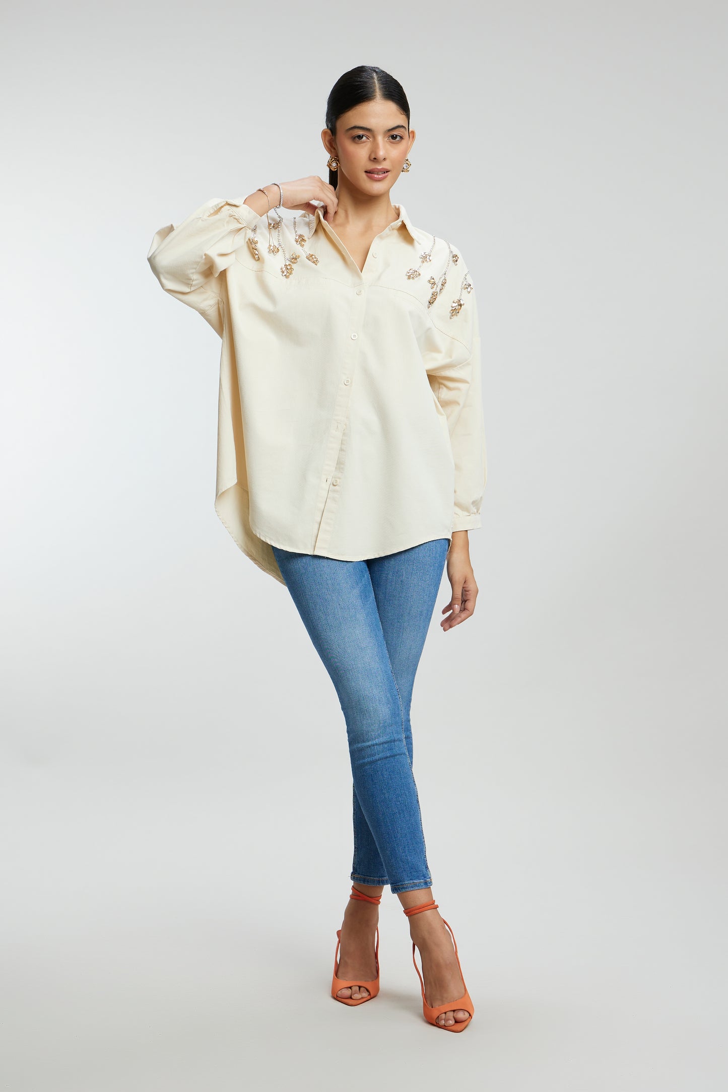 Stone Stem Work Oversized Shirt